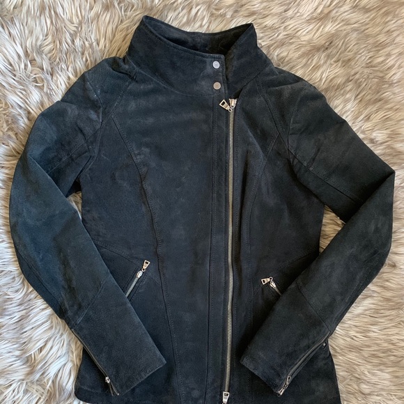Danier Leather Suede Moto/Bomber Jacket - Picture 2 of 4